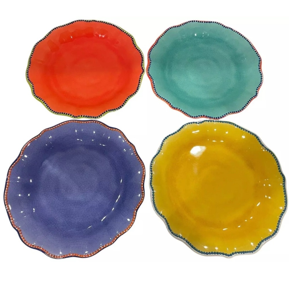 4 Dinner Plates Nautica Melamine 11” Turquoise Blue Orange Yellow New - Picture 8 of 10